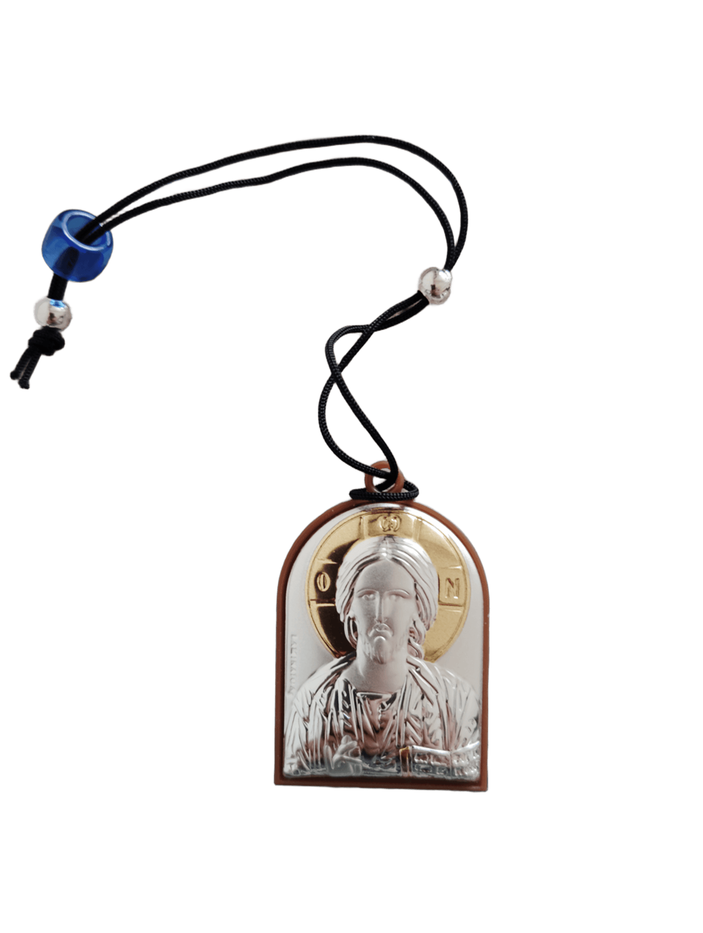 Сребърна икона за кола двустранна